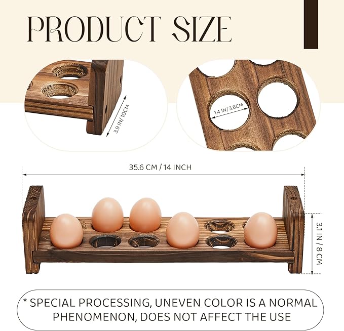 Wenqik Wooden Egg Holder 3 Layer Egg Rack for 36 Eggs Stackable Egg Storage for Countertop Egg Tray Egg Organizer Rustic Kitchen Decoration Uneven Color Wooden Crafts, Need to Assemble