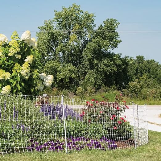 Premier 1 VersaNet® Plus, 30"H x 50'L Portable Electric Garden Net Fence with Built-in Posts | 2" x 2" Strand Spacing at Bottom to Keep Rabbits, Raccoons and Varmints Out of Gardens | White/Black
