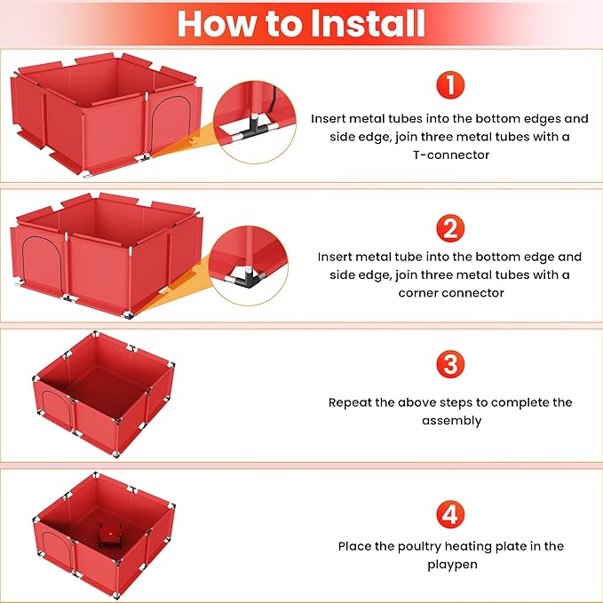 All-in-One Chicken Brooder Box for Chicks Starter Kit with Heater, Perch, Sawdust, Feeder & Waterer, Large Reinforced Stainless Steel Frame Poultry Brooder for Up to 30 Baby Chicks, Ducks & Quail