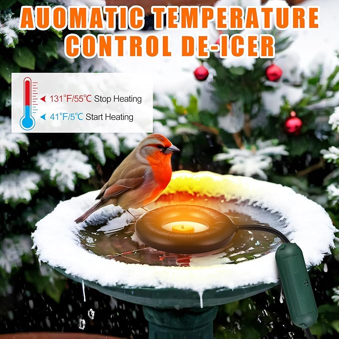 3 Pcs Submersible Water Heater Bird Bath Heater Chicken Waterer De-icer Water Trough Outdoor for Farm Pond Winter Poultry Livestock Tank Horse Drink, Pipe Tape Cord Cover(Black,70 W)