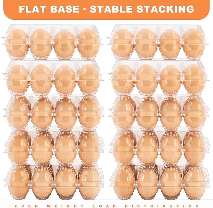 180 Pack Clear Plastic Egg Cartons, Reusable Stackable Egg Containers for Farm, Market & Fridge Storage, 3×4 Grid