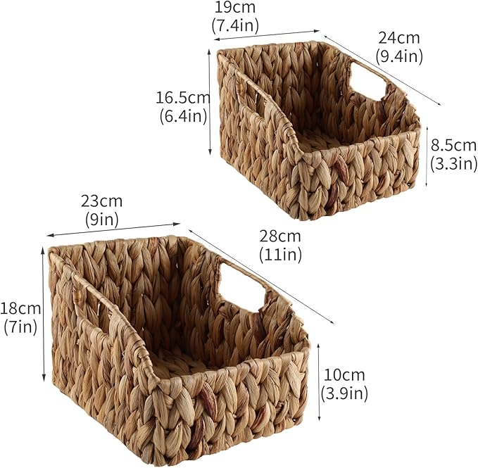 Set of 2 Eggs Collecting Basket with Handle, Farmhouse Wicker Egg Baskets for Gathering Fresh Egg, Trapezoid Egg Holder Display, Vintage Style Fruit Basket for Kitchen Pantry Countertop
