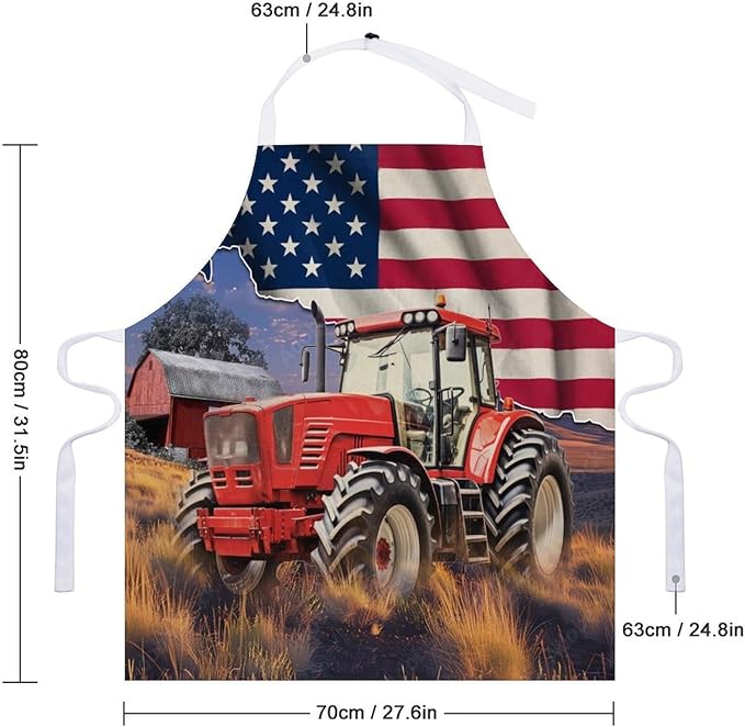 Vintage Watercolor Old Tractor Kitchen Apron, Oil Painting Western Farmhouse Harvest Farm Sunflower Tractor Apron