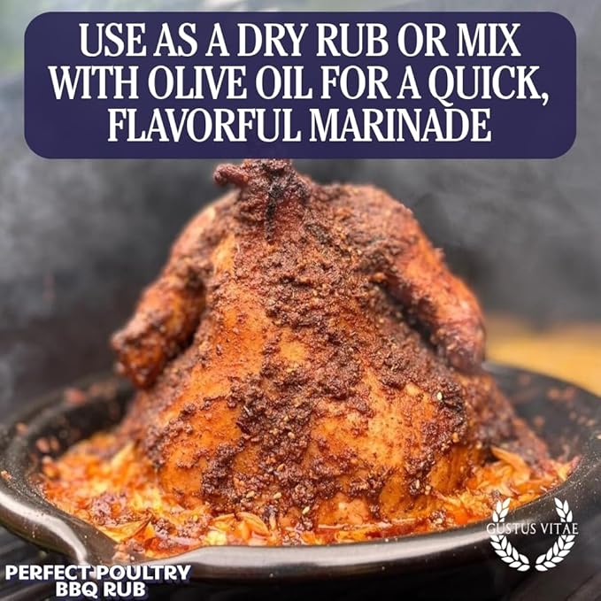 Perfect Poultry BBQ Rub | Gourmet Seasoning | Artisanal Spice Blend | 7.5 oz (212g) | All Natural | Non GMO | Small Batch | No MSG or Artificial Ingredients | Bougie BBQ | Gustus Vitae | #806