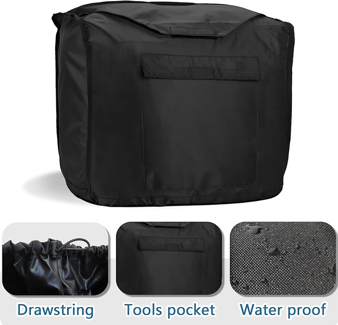 Waterproof Universal Generator Cover for Most Portable Generators 2000-3500 Watt EU2200i EU3200, Heavy Duty Thicken 600D Polyester,Weather and UV Resistant(23 x 13 x 18 inch-Black)