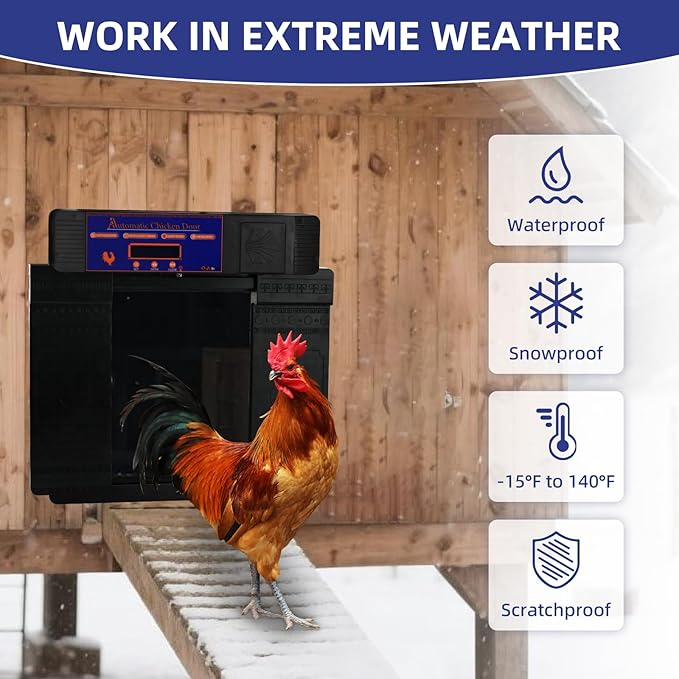 Solar Automatic Chicken Coop Door - Infrared Anti-Pinch Light Sensor & Remote Control Poultry Door for Chicken, Duck & Goose (Black)