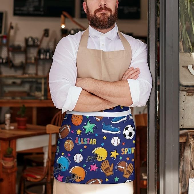 Unisex Half Waiter Waist Short Apron Waterproof Chef Works Waitress Aprons