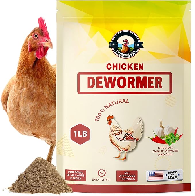 Natural Chicken Dewormer Powder, Chili Mix Formula, 1LB XL Pouch, Poultry Wormer for Laying Hens, Egg Safe, Gut Health Support, Made in the USA for Backyard Flocks