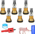 6PCS Pig Waterer Nipple, Automatic Pig Nipple Water Drinker for Barrel Kit, Stainless Steel Hog Water Drinker Feeder with Brass Waterer Tank Connectors Kit for Pig Goats Swine Piglets Drinking