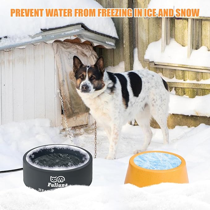 Large Heated Water Bowl, Outdoor Heated Dog Bowl with Chew Resistant Power Cord, Thermal Bowl Provide Drinkable Water in Winter, Heated Pet Bowl for Cat Rabbit Chicken Duck Squirrel 0.85 Gal
