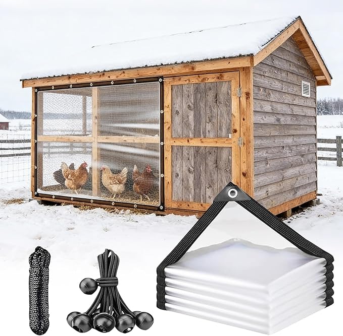 Waterproof Chicken Coop Cover for Winter Heavy-Duty Windproof Covers with Reinforced Grommets 14x19 FT for Chicken Run, Poultry Cage, Patio Covering, Outdoor Farm Shed, Pheasantry Runway & More