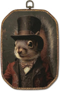 Hxlac Victorian Squirrel Rectangular Wall Art Framed, Vintage Victorian Style Animal Rectangular Wall Decor, Autumn Squirrel Hanging Canvas Prints Wall Sculptures for Farmhouse Home Room Decor, 7.1x10.2 Inch