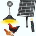 Solar Chicken Coop Light with Timer | 3-Color Dimmable LED, IP66 Waterproof & 16.4ft Cord | Hanging Ceiling Pendant Light for Poultry Farms, Coops(with Solar Panels, Carabiner)