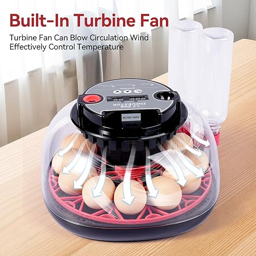 12 Egg Incubators for Hatching Eggs, Chicken Egg Incubator with Automatic Egg Turning and Temperature Humidity Control, 360° Clear View Lid or Home, Farm, Classroom, Hatching Chicken, Duck,Quail,Goose