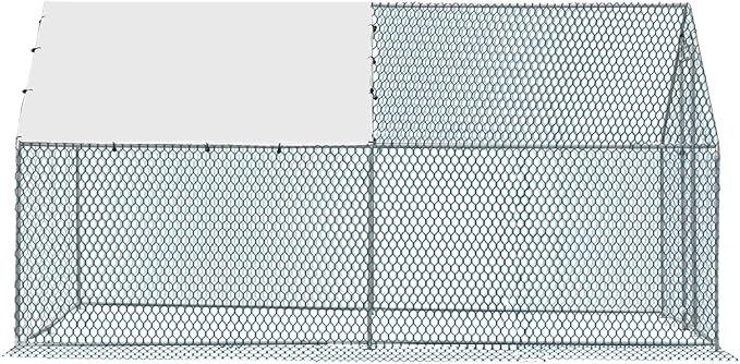 VINGLI Large Metal Chicken Coop for Chickens, Walk-in Chicken Run with Waterproof Anti-UV Cover, Heavy-Duty Chicken Pen with Security Lock for Outdoor Backyard Farm Use (13.1'Lx9.8'Wx6.5'H)
