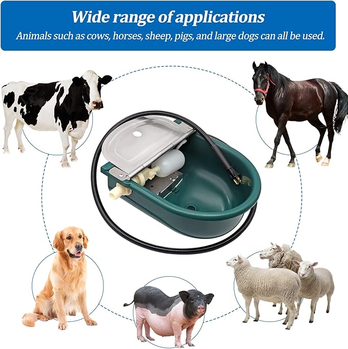 Automatic Heated Dog Water Bowl Outdoor Large Breed, Livestock Heated Waterer Automatic Pet Waterer for Dogs &Cat with Float Valve Thermal-Bowl Winter Livestock Water for Chicken Cow Goat Sheep Pig