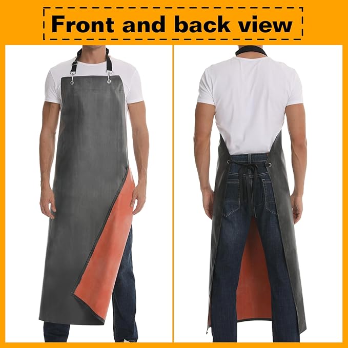 Homsolver Thick Rubber Waterproof Apron, Adjustable Heavy Duty Dishwashing Apron, Work Apron For Cooking, Cleaning Fish, Gardening, Lab Work, Butcher And Dog Grooming