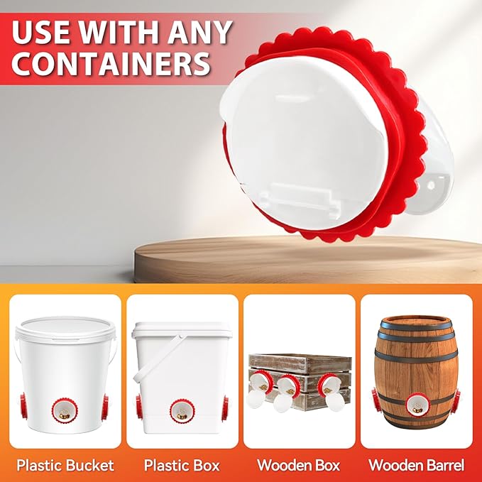 Chicken Feeder No Waste, DIY Automatic Poultry Feeder Ports with Hole Saw & Gloves, Durable Rain Proof Poultry Feeder Port for Buckets, Barrels, Bins and Troughs