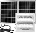 Solar Attic Fan Kit, 2pcs 20W Solar Panels + 25W DC Fan (Up to 1200RPM), Plug and Play, for Attic, Roof Vent, Greenhouse or Chicken Coop