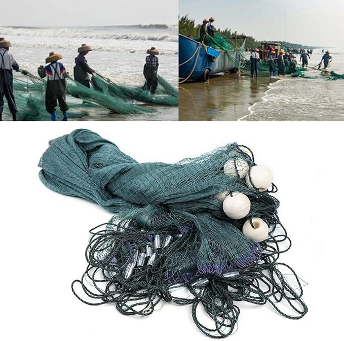 Fishing Drag Net Beach Seine Net 3x20M/10x65FT Cast Net/Fishing Nets Nylon Seine Hand Made 2cm/0.8" Mesh Holes,Fishing Cast Monofilament Nets Seine Fish Netting for Fishing Boat, Fisherman, Creek Lake