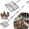 Chicken Poop Scooper - 54" Long Handle Chicken Coop Cleaner, 10" Wide Metal Waste Scooper for Poultry Waste
