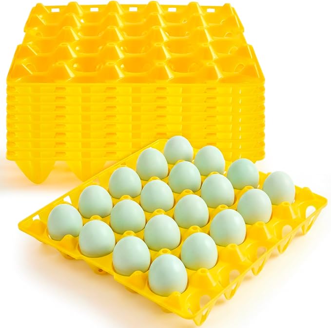 10 Pack 20 Plastic Egg Trays Stackable Duck Eggs Crates Multiple Egg Flats Holder Cartons Storing, Sorting, and Shipping for Duck Goose Turkey Peafowl