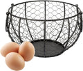 Metal Wire Egg Basket For Collecting Eggs, Chicken Wire Egg Baskets With Handle, Round Handle Egg Basket Vintage Style, Collect & Gathering Basket For Egg,Countertop Egg Basket Holder
