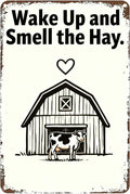 Metal Sign Wake Up and Smell the Hay. Tin Sign Decor Retro Wall Decor For Home Coffee Bar Funny Aluminum Sign 8x12 inch