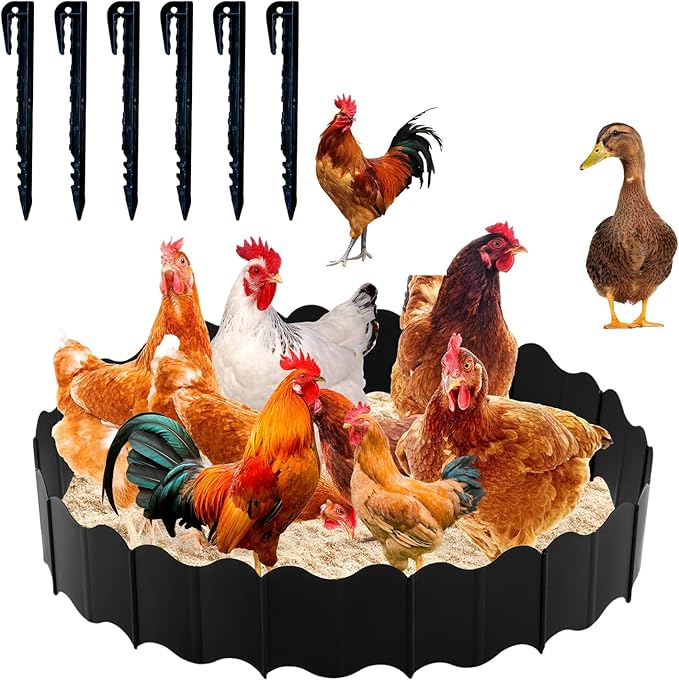 Chicken Dust Bath Tub 36'' Dia x 5.5'' H Bottomless Design Round Adjustable Chicken Coop Cleaner Container Dust Bath for Farms, Lawn, Yard and Ducks, Quails