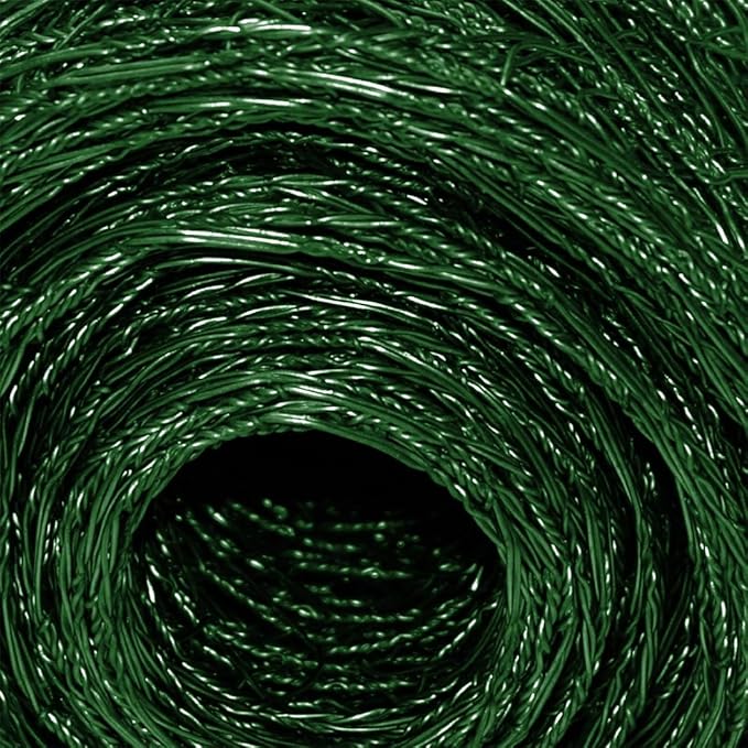 Garden Poultry Green Chicken Wire PVC Coated Hexagonal Wire Mesh Roll Animal Fence 3m x 400mm Garden Netting Fencing for Pet Rabbit Chicken with Gloves & 50Pcs Cable Ties