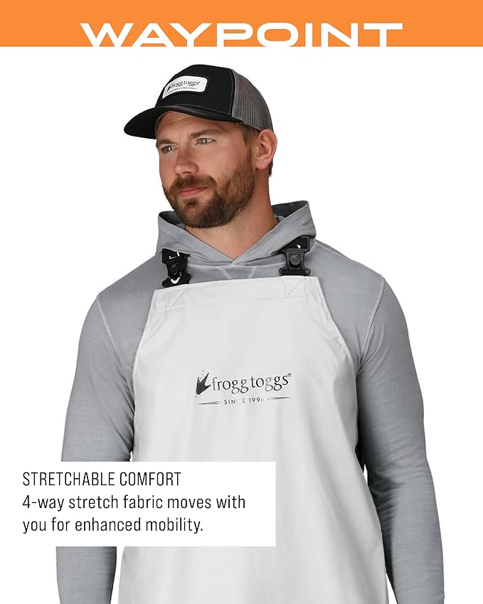 FROGG TOGGS Men's Waypoint Fish Apron, Waterproof, Durable with 4-Way Stretch, Black, OS
