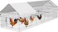 Metal Chicken Coop 130"×40"×40" Chicken Run with Waterproof Cover Portable Poultry Cage Walk in Hen House Outdoor Backyard Farm Animal Enclosure Crate Pet Playpen Exercise Pen for Rabbit Duck