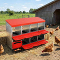 Metal Chicken Nesting Boxes, Roll Away Egg Collection with Lid Cover to Protect Eggs, Easy Clean Ventilated Design for Chicken Coop, Hen Roosting Boxes for Laying