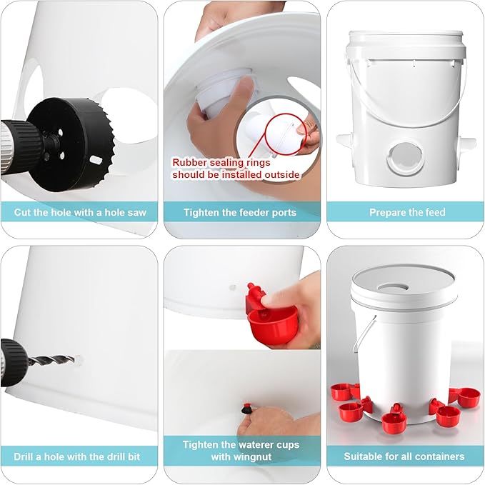 Chicken Feeder No Waste Automatic Poultry Feeder Ports Chicken Feeders and Waterer Set DIY Chicken Feeders Kit