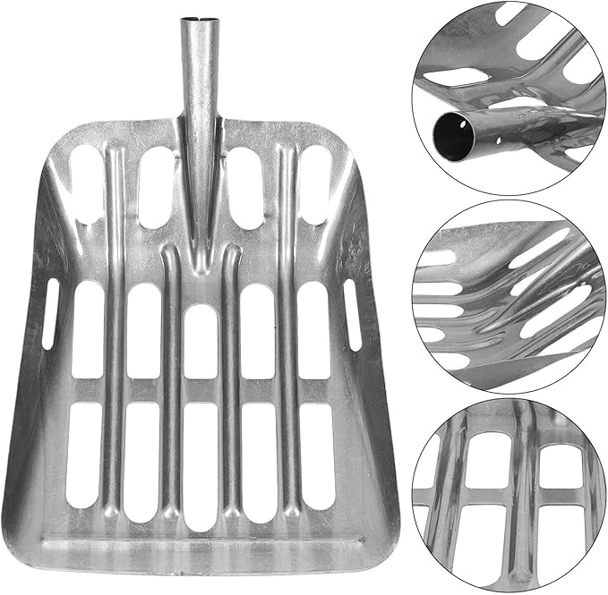 Veemoon Multi-Functional Grain Scoop Shovel for Corn Collecting and Farming, 35cm Wide Hollow Steel Maize Grain Spade, Farm and Garden Hand Tool for Harvesting and Soil Sifting