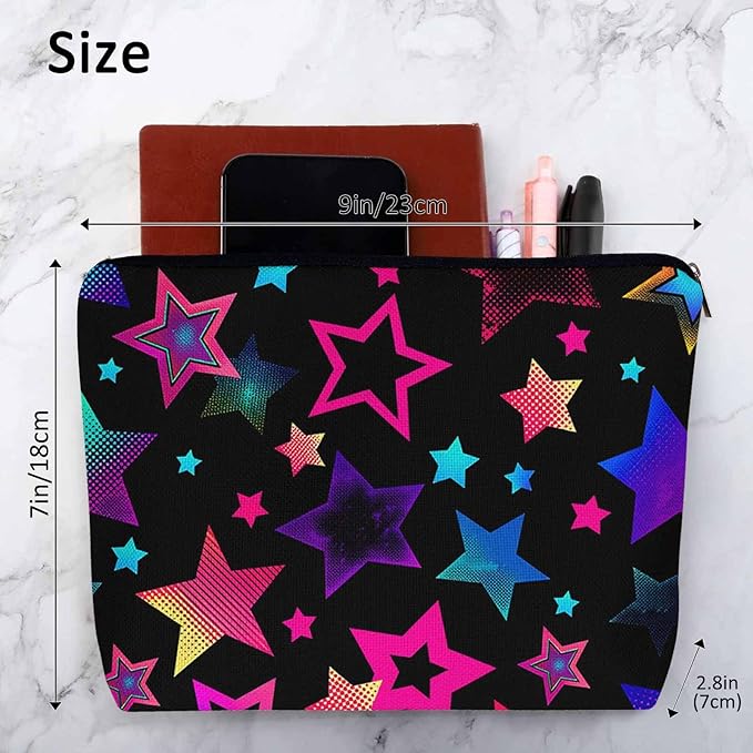 Stars Makeup Bag For Women, Adorable Cosmetic Bag Makeup Bags, Abstract Rainbow Gradient Stars Zipper Bag Travel Bags Toiletry Organizers Pouch Bags Washing Bags For Gym Bathroom