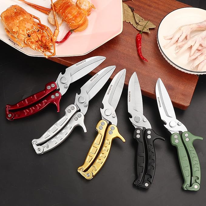 Heavy Duty Poultry Shears Kitchen Salad Scissors for Chicken Turkey Herb Vegetable 2pcs set Black