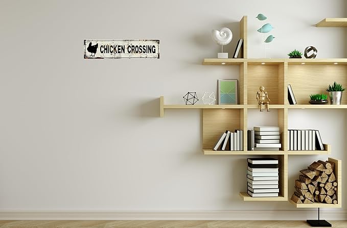 Retro Tin Metal Sign Chicken Statement Farmhouse Bathroom Wall Decor for Home Vintage Bar or Dorm Unique Gift Idea for Friends 4x16 in
