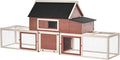 PawHut 114" Chicken Coop Wooden, Customizable Outdoor Chicken Cage Poultry Hen House with Nesting Box, Double Runs, Asphalt Roof, Ramp, for Garden Backyard
