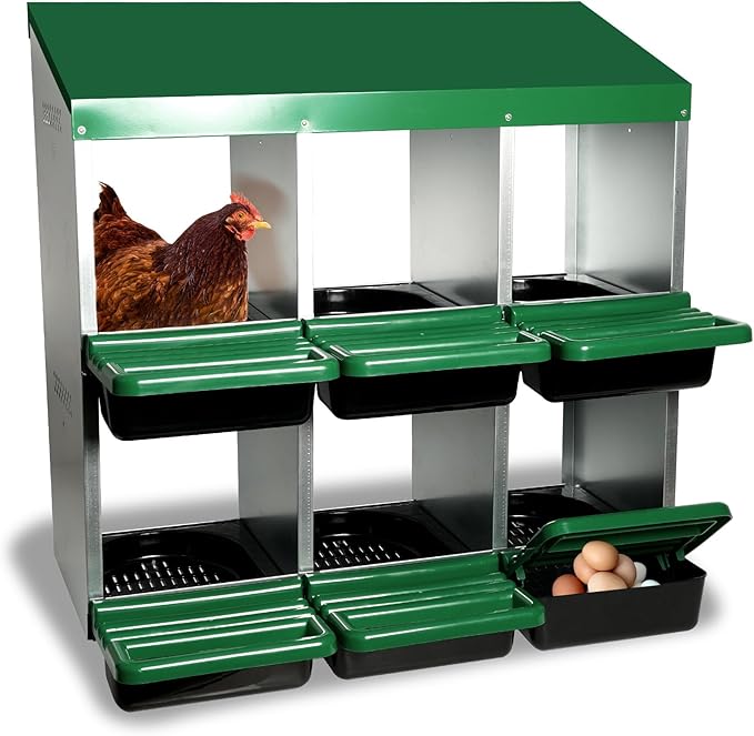 8 Compartment Chicken Nesting Box, Chicken Laying Box with Egg Collection, Roll Away Nesting Boxes, Metal Egg Laying Boxes for Chickens Coop, Duck Coops and Hens