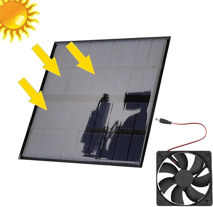 Solar Powered Portable Exhaust Fan Efficiently Vents Hot Air for Chicken Coop, 9V 12W Sunlight Power Panel Kitchen Attic Ventilation