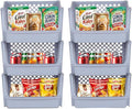 Skywin TidyFriend Plastic Stackable Bins for Pantry, 6 Pack Large Stacking Bins Open Front, Toy Organizers, Kitchen, and Bathroom Essentials (Light Grey)