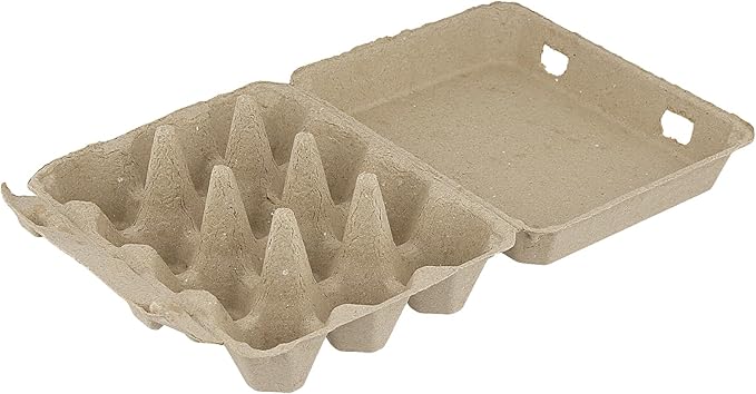 50 Pack Natural Pulp Egg Cartons, Classical 3x4 Style Holds Up to 12 Count Chicken Eggs, Dozen Egg Crates for Family Farm and Market Storage