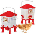 5 Gallon/26 Pounds Automatic Chicken Feeder and Waterer Set, Chicken Waterer with Automatic Float Valve, No Waste, Rain Proof Poultry Feeder, Chick Coop Accessories, for Chicken, Duck, Turkey