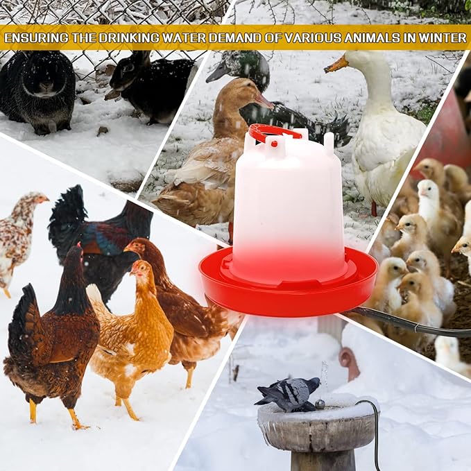 1 Pcs Poultry Chicken Water Heater, 120 V 20W Silicone Winter De-Icer Chicken Water Heating Base Poultry Founts with 47.2 Inch Power Cord for Drinking Fountains Chicken Coop