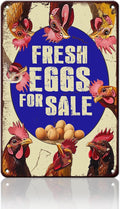 Vintage Fresh Eggs & Chicken Metal Sign Rustic Farm Eggs For Sale Tin Poster Home Kitchen Farmhouse Chicken Wall Decor 12x16 Inch