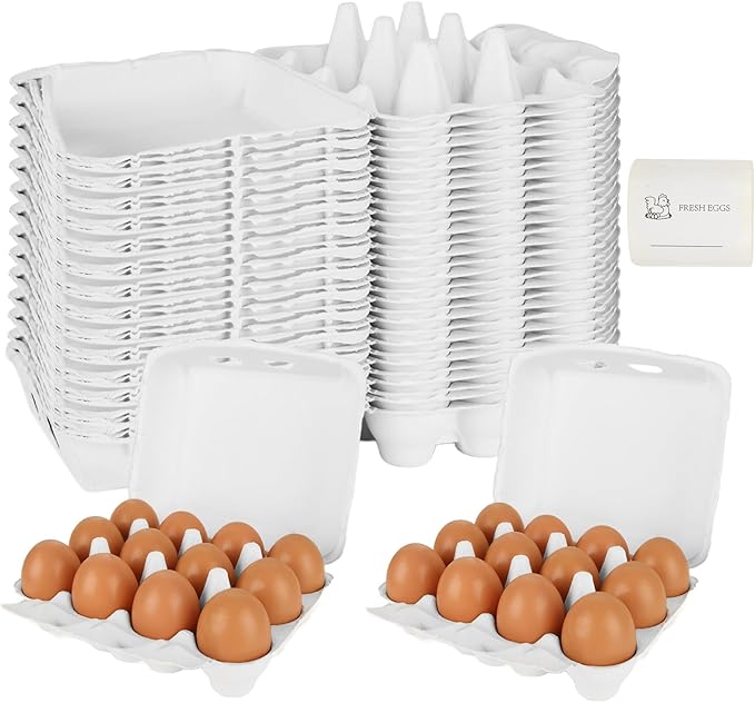 30 Pack Egg Cartons 12 Count, 3x4 Egg Cartons Cheap Bulk Holds Up to 12 Eggs, Sturdy Design Made from Recycled Cardboard