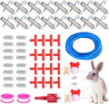 Automatic Rabbit Watering System 16PC Rabbit Waterer Kit Include 16 Nipple Drinker Feeders with 33ft Hose Barb Fittings to G1/2" Thread Connector Bunny Nipple Drinker Kit