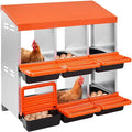 VEVOR 2 Tiers Chicken Nesting Boxes, 6 Compartments, Metal Egg Laying Boxes with Protective Collection Lids, Roll Out Nesting Box, Easy to Assemble, Ideal for Hens, Ducks, Chickens, and Other Poultry