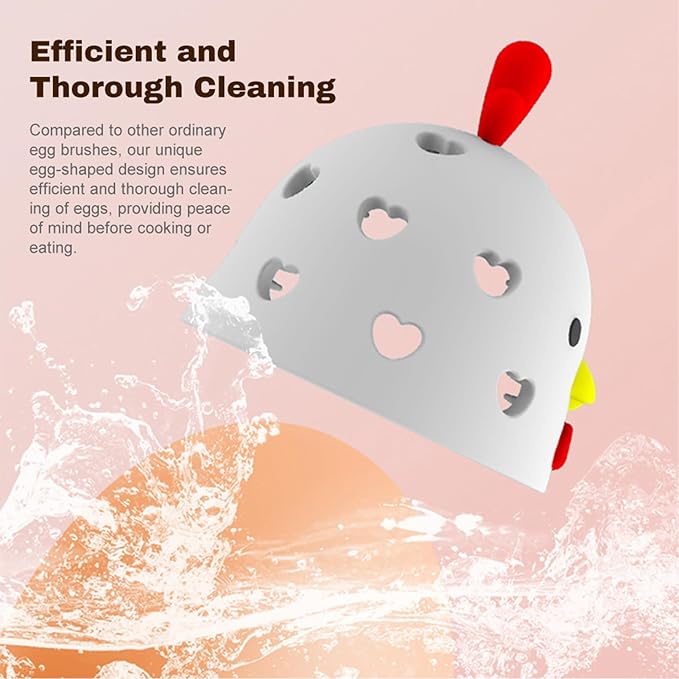 Silicone Egg Brush Cleaner Efficient Scrubber for Eggs Kitchen Multifunctional Reusable Tool for Lovers (Beige)